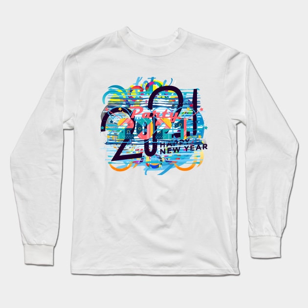New Year 2021 Abstract Long Sleeve T-Shirt by powerwords